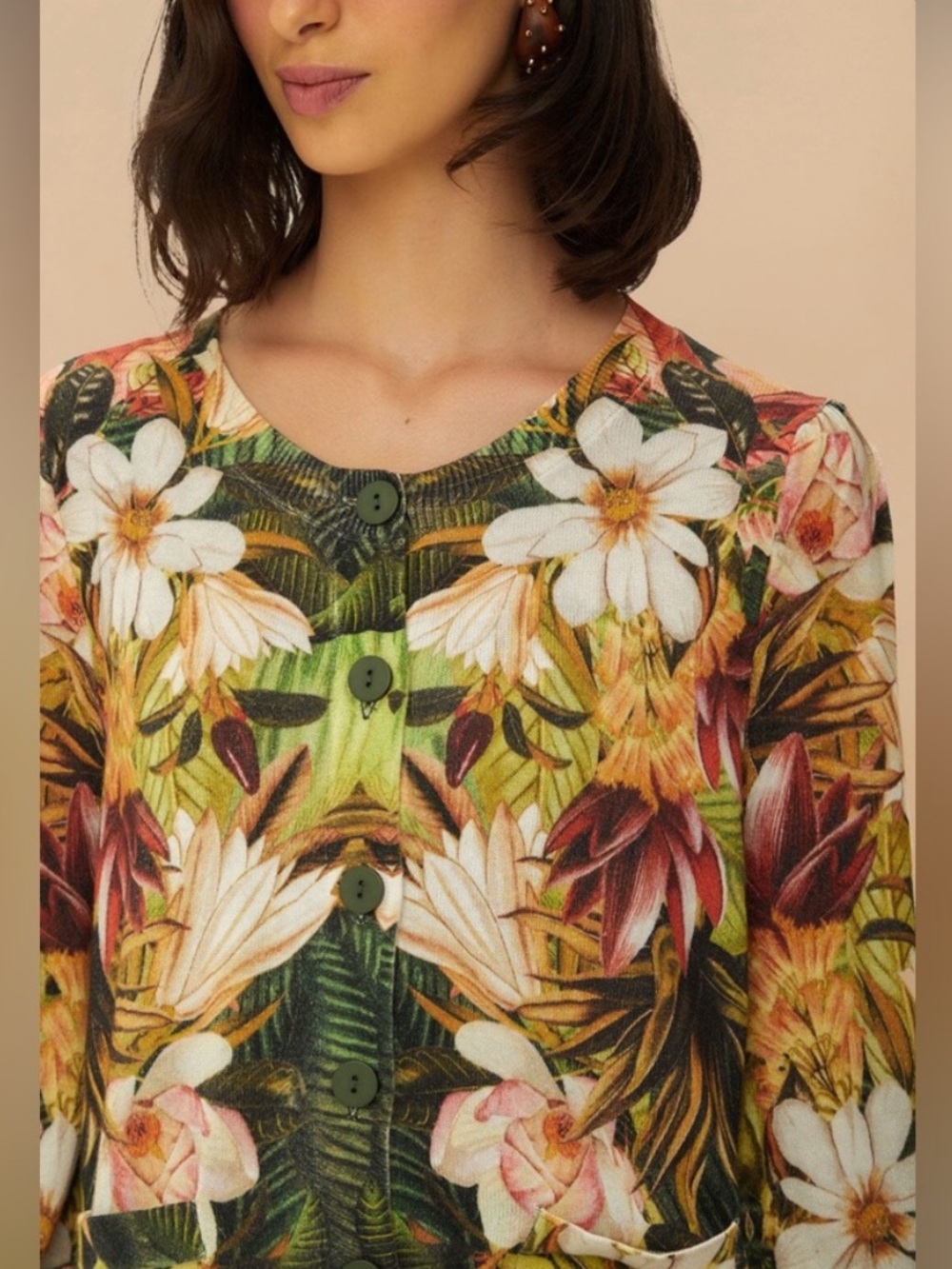 Farm Rio Multicolor Botanical
Forest Knit Cardigan Size S